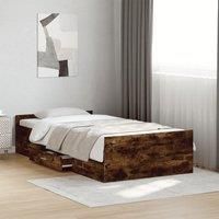 Berkfield Home Bed Frame with Drawers without Mattress Smoked Oak 75x190 cm Small Single in Brown