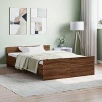 Bed Frame with Headboard and Footboard Brown Oak 120x200 cm