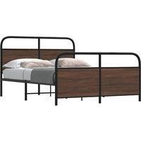 Berkfield Home Metal Bed Frame without Mattress Brown Oak 137x190 cm