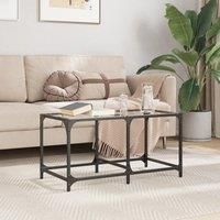 Berkfield Home Coffee Table with Transparent Glass Top 78.5x40x40 cm Steel in Brown