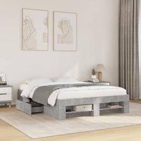 Berkfield Home Bed Frame without Mattress Concrete Grey 135x190cm Engineered Wood | Size: 135x190 cm