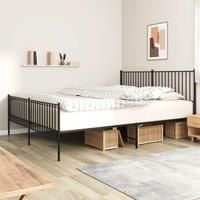 Metal Bed Frame with Headboard and Footboard Black 183x213 cm