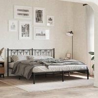 Berkfield Home Metal Bed Frame without Mattress with Headboard Black 183x213cm | Size: 183x213 cm