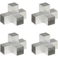 Berkfield Home Post Connectors 4 pcs X Shape Galvanised Metal 91x91 mm in Silver
