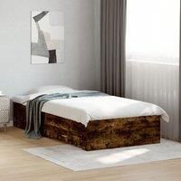Berkfield Home Bed Frame with Drawers without Mattress Smoked Oak 90x190 cm Single in Brown