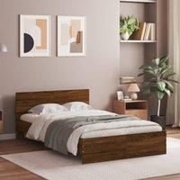Berkfield Home Bed Frame without Mattress Brown Oak 135x190 cm Double