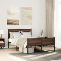 Berkfield Home Metal Bed Frame without Mattress Brown Oak 120x200 cm | Size: Small Double