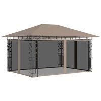 Gazebo with Mosquito Net 4x3x2.73 m Taupe 180 g/m