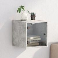 Berkfield Home Bedside Cabinet with Glass Door Concrete Grey 35x37x35 cm | Size: 35 x 37 x 35 cm
