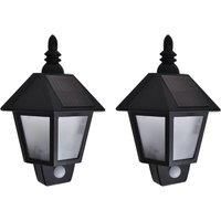 Solar Wall Lamps 2 pcs with Motion Sensor Black