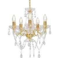 Berkfield Home Chandelier with Crystal Beads Golden Round 5 x E14 in Gold