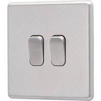 Arlec Fusion 10A 2Gang 2Way Stainless Steel Double light switch