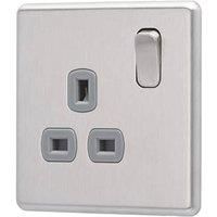 Arlec Fusion 13A 1 Gang Stainless Steel Single switched socket