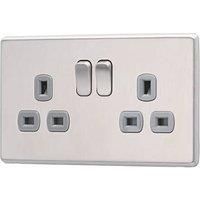 Arlec Fusion 13A 2 Gang Stainless Steel Double switched socket