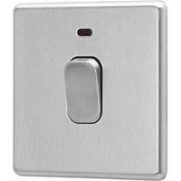 Arlec Fusion 50A 1 Gang Double pole Stainless Steel Single Switch