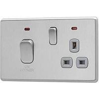 Arlec 45A 2-Gang DP Cooker Switch Stainless Steel with Neon with Colour-Matched Inserts (844RU)
