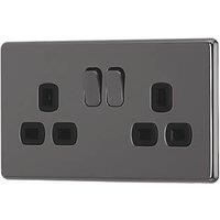 Arlec Fusion 13A 2 Gang Black Nickel Double switched socket