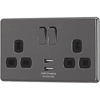 ARLEC FUSION 2 GANG SOCKET + 2 x 4.0a USB SLIM AND SCREWLESS choose your colour