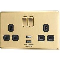 ARLEC FUSION 2 GANG SOCKET + 2 x 4.0a USB SLIM AND SCREWLESS choose your colour