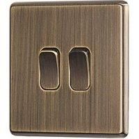 Arlec Fusion 10A 2Gang 2Way Antique Brass Double light switch