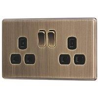 Arlec Fusion 13A 2 Gang Antique Brass Double switched socket