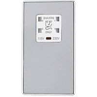 Arlec Fusion Flat Screwless Polished Chrome Dual Shaver Socket