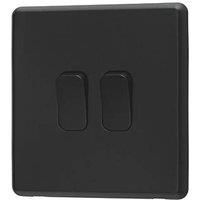 Arlec Rocker 10A 2Gang 2Way Jet Black Double light switch