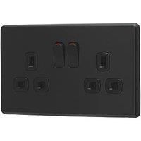 Arlec Rocker 13A 2 Gang Jet Black Double switched socket