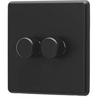Arlec Rocker 2 Gang 2 Way Jet Black Dimmer switch