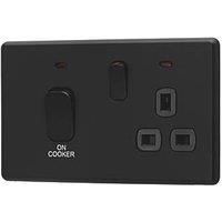 Arlec 45A 2-Gang DP Cooker Switch Black with Neon with Colour-Matched Inserts (866RU)
