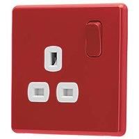 Arlec 13A 1-Gang SP Switched Socket Red with White Inserts (444RU)