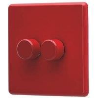 Arlec Rocker 2 Gang 2 Way Cherry Red Dimmer switch