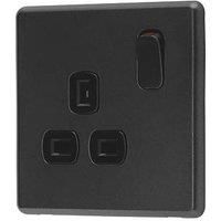 Arlec Rocker 13A 1 Gang Charcoal Grey Single switched socket