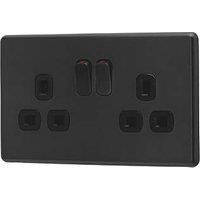 Arlec Rocker 13A 2 Gang Charcoal Grey Double switched socket
