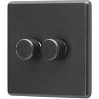 Arlec Rocker 2 Gang 2 Way Charcoal Grey Dimmer switch