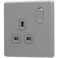 Arlec Rocker 13A 1 Gang Stone Grey Single switched socket