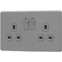 Arlec Rocker 13A 2 Gang Stone Grey Double switched socket