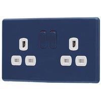 Arlec 13A 2-Gang SP Switched Socket Blue with White Inserts (103RU)