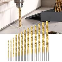 13Pcs/set High Speed Steel Drill Bit Kit Titanium Coated For Wood Metal Plastic Aluminum Alloy High