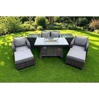Rattan Reclining Garden Set With Firepit