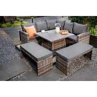 £699 Today Only! 9-Seater Rattan Garden Furniture Set With Fire Pit Table- 2 Colours