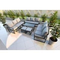 Modern Aluminium Outdoor Sofa Set with Coffee Table & Footstools
