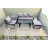 5-Seater Modern Aluminium Garden Sofa Set with Coffee Table & Armchair - Weather-Resistant Outdoor Lounge
