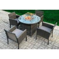 Outdoor Rattan Furniture Set With Gas Fire Pit Table - 2 Styles, 2 Sizes!