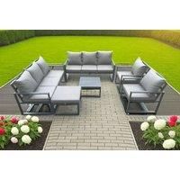 9-Seat Aluminium Garden Lounge Set - Modern Outdoor Sofa & Coffee Table