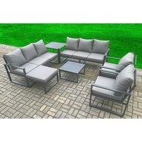 9-Seater Aluminium Garden Furniture Sofa Set - 7 Pieces