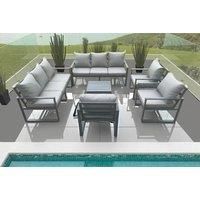 Aluminium Outdoor Garden Furniture Set Patio Lounge Sofa with Square Coffee Table 3 Armchairs Dark Grey