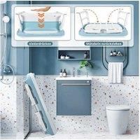 Foldable Bathtub Body Spa Freestanding Soaking Tub Non-Slip Bathing Shower for Bathroom Blue