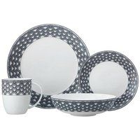 Maxwell & Williams Harlequin 16 Piece Dinner Set, Porcelain, White/Black, Service for 4