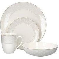 Maxwell & Williams Harlequin 16 Piece Dinner Set, Porcelain, White/Grey, Service for 4